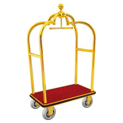 China OKEY Modern High Quality Stainless Steel Gold Birdcage Hotel Luggage Carrier Trolley for sale