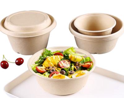 China Bagasse Disposable Bowls with Lid Sugarcane Fiber Biodegradable Paper Bowls for sale