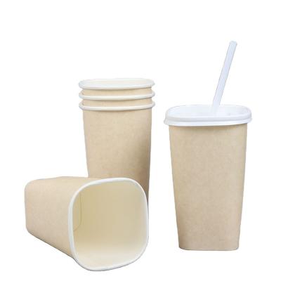 China Eco Friendly Disposable Customizable Disposable paper soup cup with lid custom printing eco friendly cups for soup Wholesale Printing 16oz Single Wall Dispo for sale