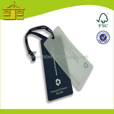 China Hang Tag Elastic Loops Viable, Printed PVC Tag, Wholesale Plastic Garment Tag Printing for sale