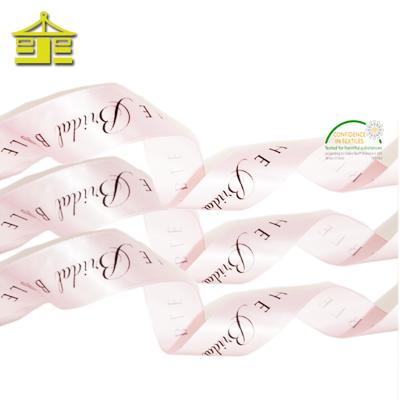 China Single face hot sale gold foiling gift satin ribbon bow ribbon with printing for packaging for sale