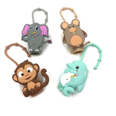 China Custom 30ml Mini Cover Bottle Silicone Hand Sanitizer Holder Chain Head Silicone Hand Gel for sale