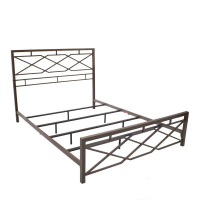 China Factory Supply Foldable Suitable Price Hotel Use Furniture Wrought Iron Single Platform Bed Metal Double Bed for sale