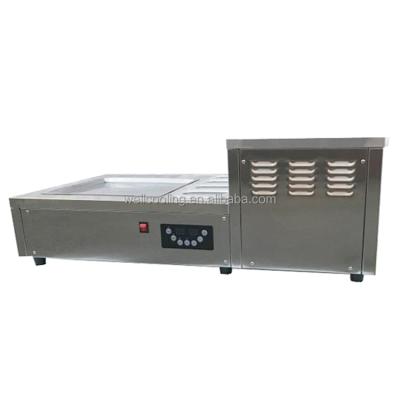 China Thai Snack Factory Fried Flat Roll Ice Cream Machine With 4 Pcs 304 Stainless Steel Toppings for sale