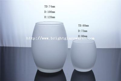 China frosted glass candle holder, egg hurricane glass for sale