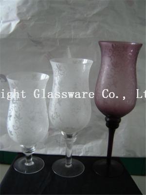 China Color tall glass candle holder, Hurricane glass for decoration for sale