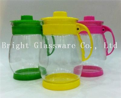 China custom color glass tea pot with handle, glass bottle wholesale for sale