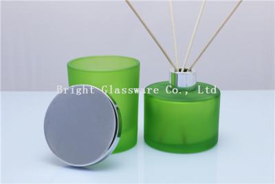 China green empty aroma reed diffuser bottle with silver lid and reed sticks sale for sale