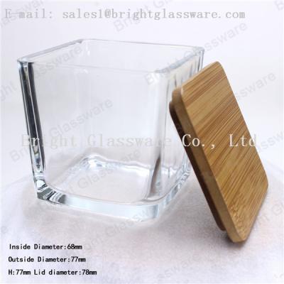 China Square wooden/ bamboo lid of glass container for sale