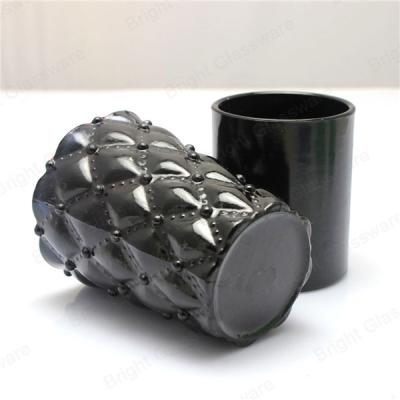 China Solid Black Glass Cup, Natural Black Glass Candlestick Holders for sale