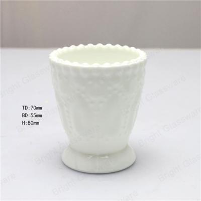 China Glass Opal bowl, Opal glass candle cup, milky white opal glass cup for sale