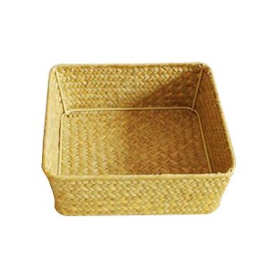 China Hot Selling Viable Grass Woven Storage Basket Grass Rattan Food Storage Basket For Kitchen Living Room for sale