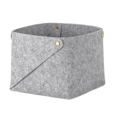 China Gray Collapsible Square Foldable Felt Viable Storage Box Felt Laundry Boxes for Living Room Laundry Room for sale