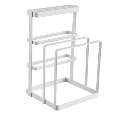 China Viable Wall Mounted Kitchen Supplies Storage Rack Chopper Pot Cover Drain Storage Rack For Restaurant for sale