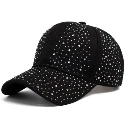 China COMMON Women Colored Diamond Baseball Cap Fashion Party Caps Cotton Design Sun Hat Adjustable Wholesale for sale