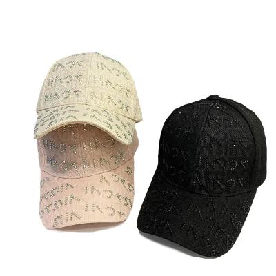 China COMMON OEM Water Drill Printed Baseball Cap For Women Fashion Letter Caps Ladies Stretch Cotton Sunhat for sale