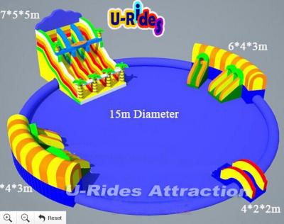 Chine pourpre durable de parcs aquatiques gonflables ronds d'amusement de 15M pour des enfants à vendre