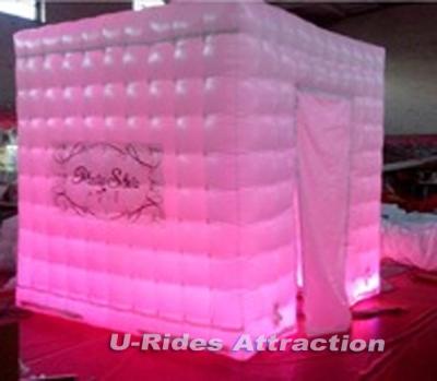 China Tienda ligera inflable blanca del LED, tienda inflable del cubo de la lona del PVC con la puerta en venta