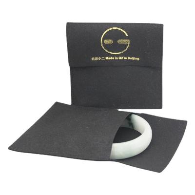 China Recyclable Wholesale Velvet Bag Custom Logo Printed Gift Packaging Bag Velvet Envelope Pouch For Jewelry for sale