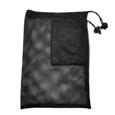 China Wholesale Recyclable Mesh Drawstring Reusable Wash Pouch Mesh Laundry Bag With Custom Black Logo for sale