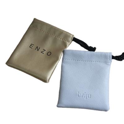 China Fancy Wholesale Custom Screen Printed PU Leather Jewelry Pouch With Drawstring for sale