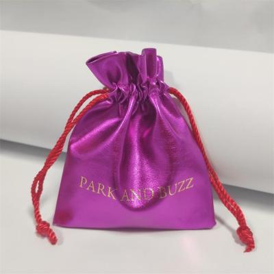 China Reusable Custom Embossed Logo Pu Leather Drawstring Bag Gift Jewelry Pouch for sale