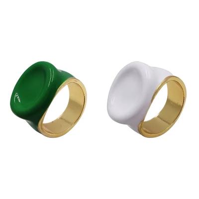 China Irregular Exaggerated Round Ring Drip Luster Fashion Lacquer Ring Luxury Green Trendy INS Trendy High Sense for sale