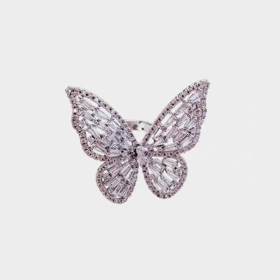 China FASHIONABLE Luxury Super Fairy Butterfly High-sensitivity Explosion Internet Celebrity Zircon Open Index Ring for sale