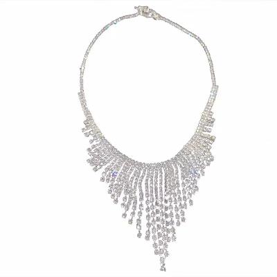 China New Design Necklace Women Diamond Tassel Necklace Net Red Fashion Exaggerated Environmentally Friendly Necklace for sale