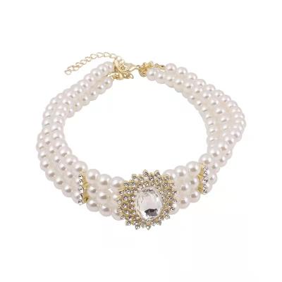 China Multi-row Pearl Necklace Environmentally Friendly Fashion Exaggerated Atmosphere Short Collar Necklace Net Red Texture for sale