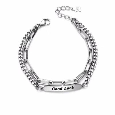 China Environmentally friendly personality lucky two-letter geometric temperament bracelet couples jewelry fashion cold wind simple niche for sale