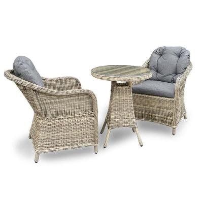 China Modern 3PCS Rattan Wicker Garden Patio Furniture Dining Bistros Set Classics Round Outdoor Rattan Furniture for sale