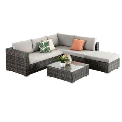 China Modern 5pcs Rattan Garden Sofas Set PE Outdoor Wicker Rattan Luxury Sofas, Sectionals & Love seats for sale