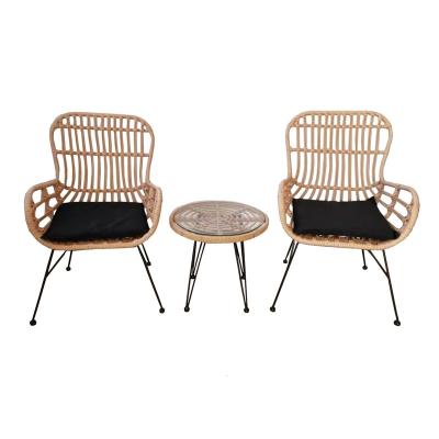 China Modern Outdoor Furniture Rattan 3pc Table Chair Wicker Patio Bistro Set for sale