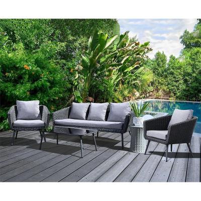 China Modern Hot Selling Outdoor Garden Sofa Wicker Sofa Set Furniture Aluminum Frame 4 PC Sofa Set for sale