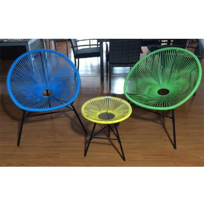 China Modern Bistro Set Wave Rattan Acapulco Lounge Chair Wicker String Moon Chair for sale