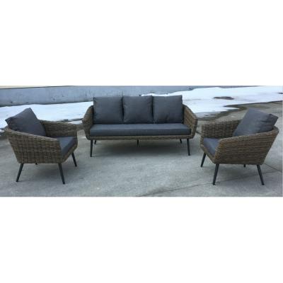 China Luxury Outdoor Furniture Sofa Sets 3pc Alum Wicker Rope Sofa Set Table Garden for sale