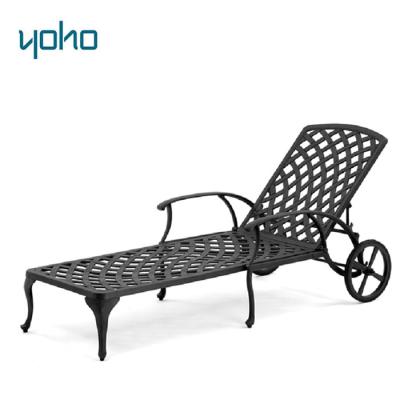 China Modern Outdoor Wheel Beach Sun Sofa Outdoor Cast Aluminum Convertible Lounge for sale