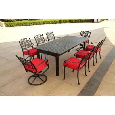 China Modern Outdoor Stylish Outdoor Garden Patio 7 Piece Cast Aluminum Dining Table And Chair Sets for sale