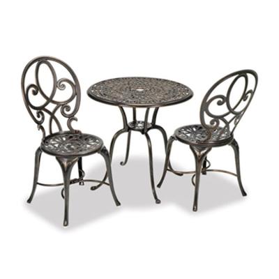 China Durable Patio Set Bistro Table and Chairs Outdoor Furniture Cast Aluminum 3 Piece Bistro Set for sale