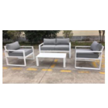 China Garden set metal aluminum garden modern design garden furniture wooden frame table and sofa set for sale