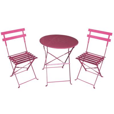 China Garden Set Outdoor Folding Furniture Patio Kid Metal Bistros Garden Sets Foldable Chairs And Table for sale