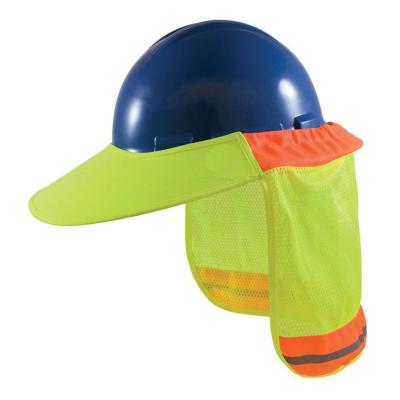 China Neon Yellow Orange Reflective Helmet Sun Shade Hi-Force Hard Hat Stripe Neck Sun Shade With Sun Visor YW-A-C0043 for sale