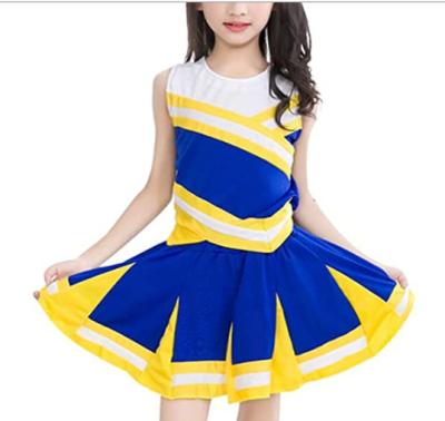 China Cheerleading Uniforms Cheap Wholesale Copy Little Girls' Logo Elementary School Cheerleading Cheerleading Costume Uniforms 2 Pieces for sale