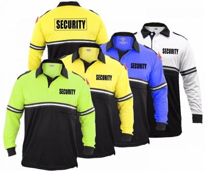 China Cotton Color Security Guard Reflective Polo Shirt Hi Force Polo Shirt Breathable Custom Neon Uniform Security Long Sleeve for sale