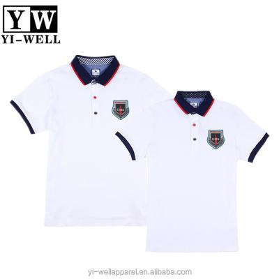 China Custom Anti-pilling Logo Badge School Uniform Sport Polo Shirt New Design Ribbed Collar 2 Color Polo Shirt for sale