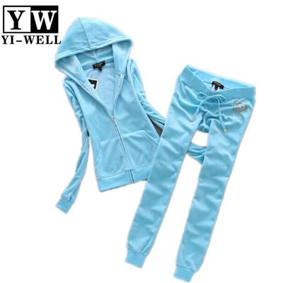 China Logo Bulk Wholesale Velvet Tracksuits Custom Made Blue Breathable For Women for sale