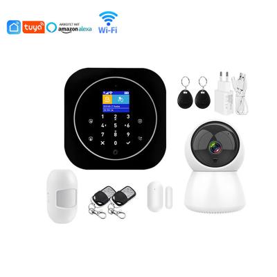 China PAN-TILT 2021 Smart Home Devices GSM Alarm Kit 2.4G WIFI Camera Support Tuya App Hot Selling Smart Alarm for Home Security for sale