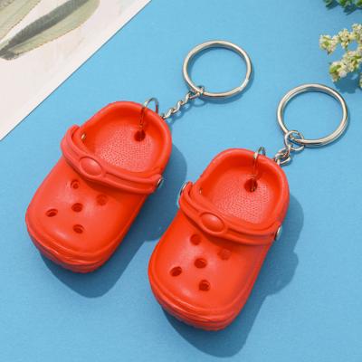 China wholesale bright color summer colorful Crocs shoes creative 3D mini beach shoes key chain for sale