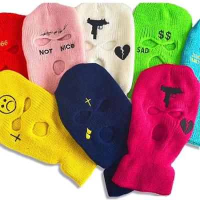 China Wholesale Adult Men's 3 Hole Ski Masks Sport Cover Face Knitted Beanie Hat Full Face Hats for sale